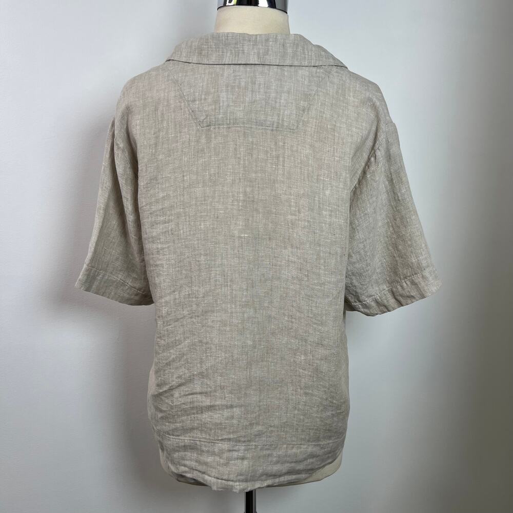 Quince Womens 100% Linen Classic Neutral Tan Button Down Shirt Minimalist Size L - Picture 8 of 14